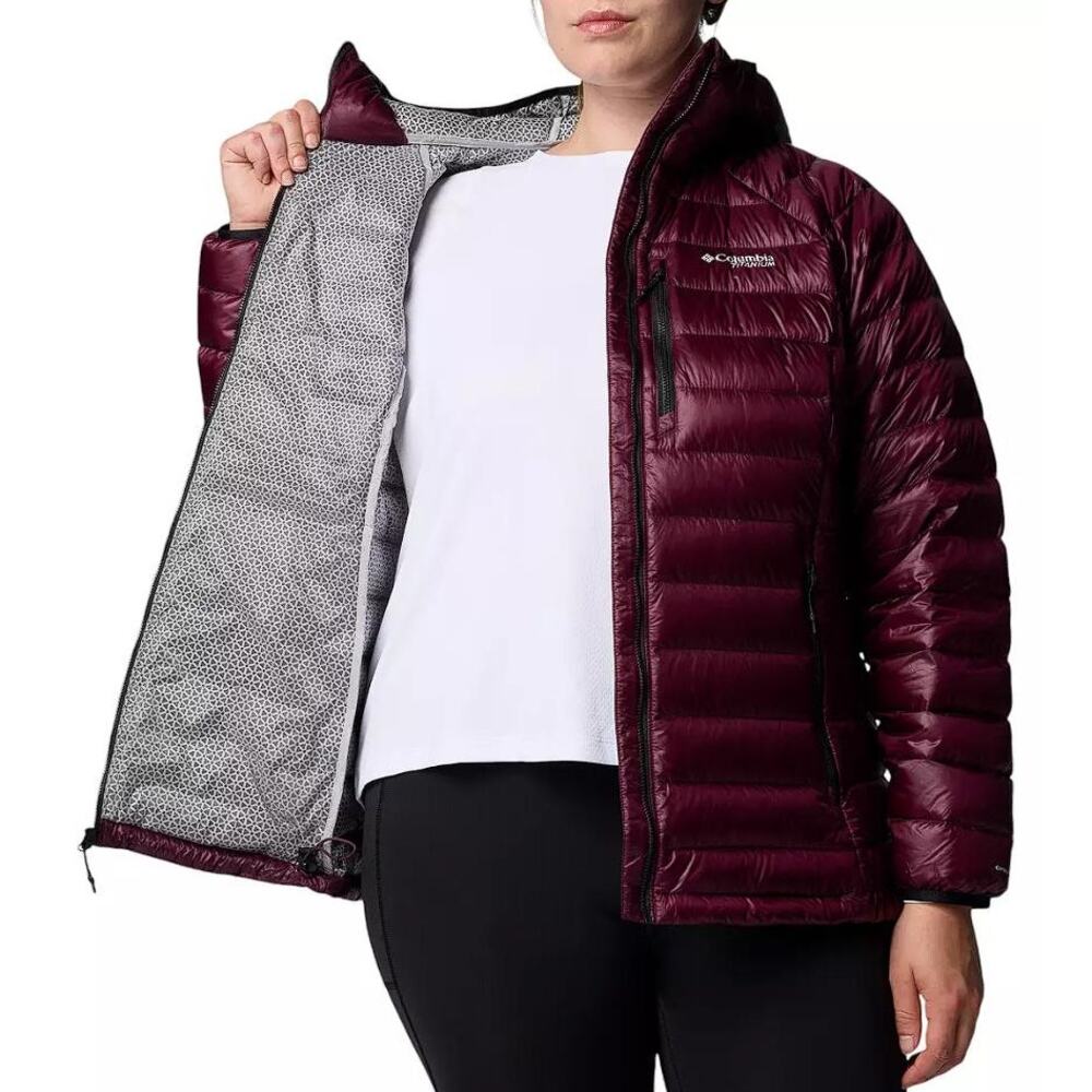COLUMBIA Women's Arctic Crest Down Hooded Jacket Size M In Moonvista - Picture 3 of 13